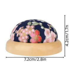 1pc Pastoral Wooden Base Needle Pad Circular Sewing Needle Holder