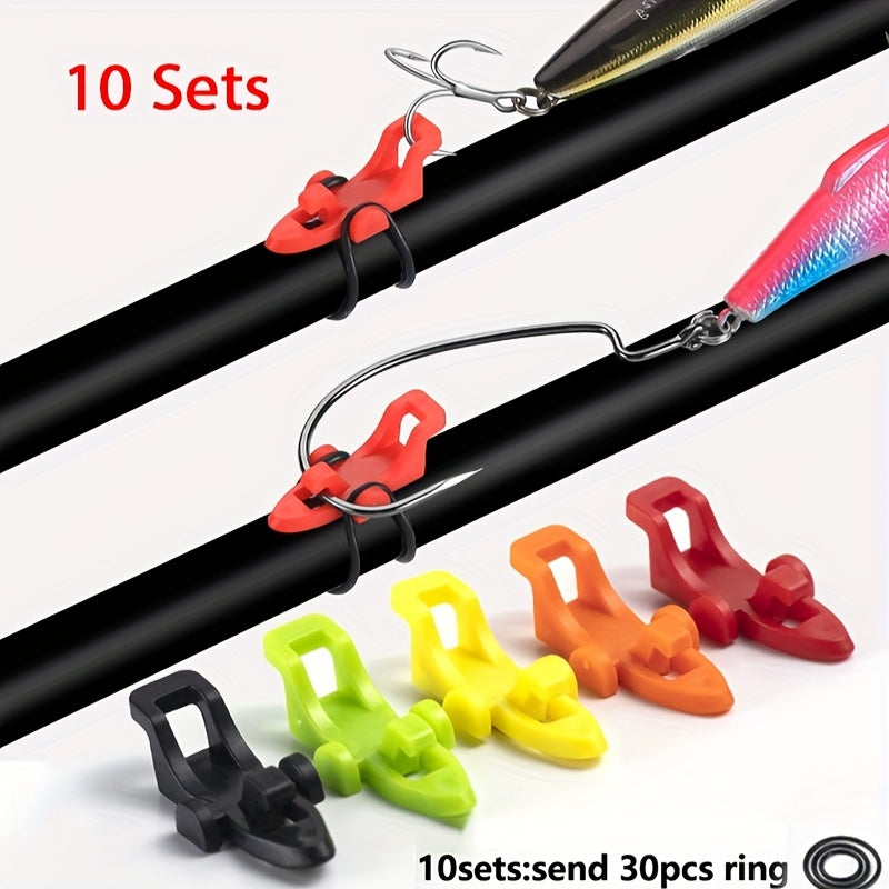 10pcs Fishing Hook Keeper Rod Holder with Elastic Rings