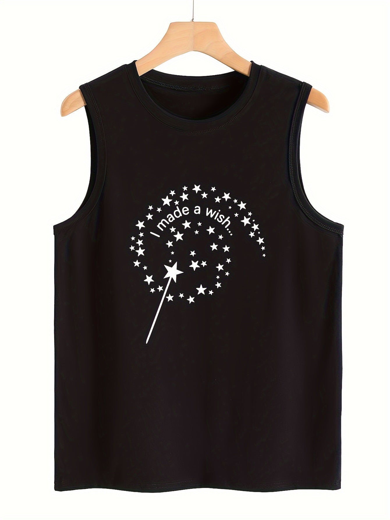 Star & Letter Print Sleeveless Sports Vest Stretchy Casual Tops