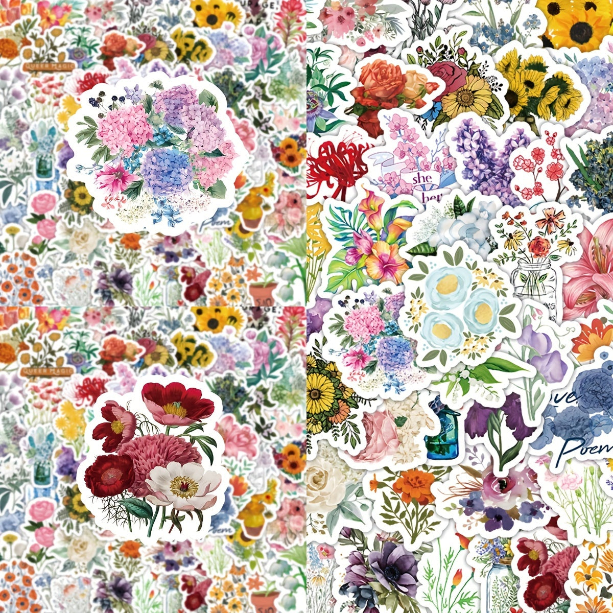 103pcs Flower Series Stickers Water Cup Decoration Waterproof DIY