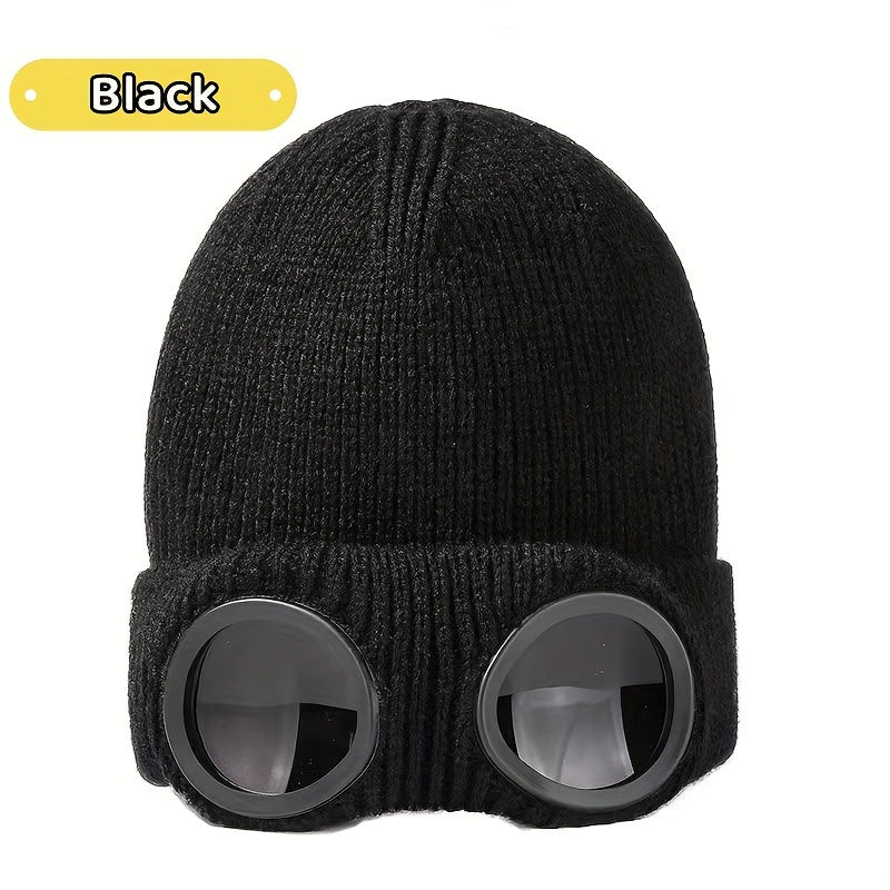 Winter Knitted Hat With Glasses Coldproof Ear Protection
