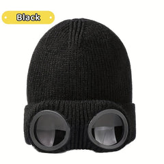 Winter Knitted Hat With Glasses Coldproof Ear Protection