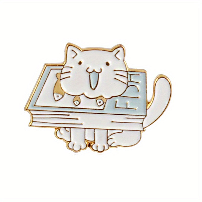 Cat and Rabbit Book Brooch Kids Accessory and Gift Idea