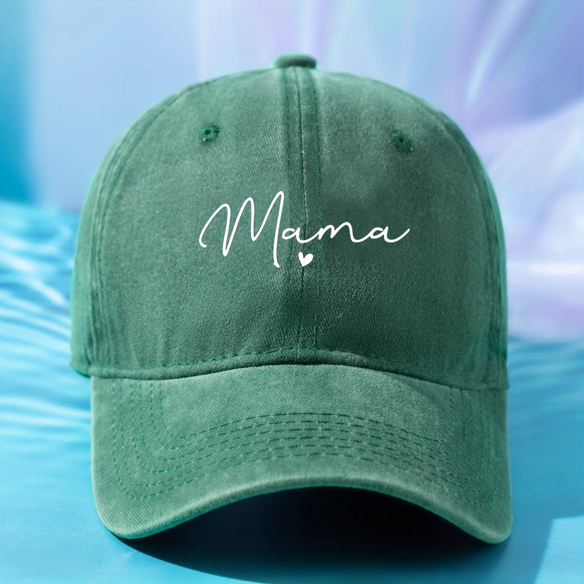 Mama Print Baseball Cap Solid Washed Distressed Dad Hat Casual Sun Hats Women