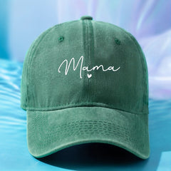 Mama Print Baseball Cap Solid Washed Distressed Dad Hat Casual Sun Hats Women