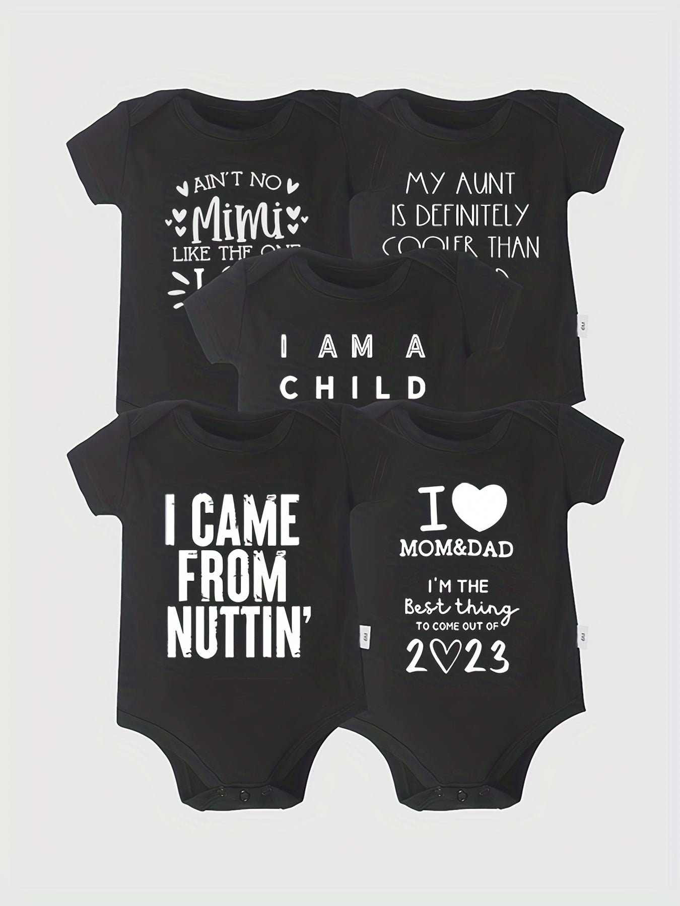 5pcs Baby Rompers LOVE MOM & DAD Newborn Short Sleeve Cotton Onesies