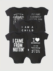 5pcs Baby Rompers LOVE MOM & DAD Newborn Short Sleeve Cotton Onesies