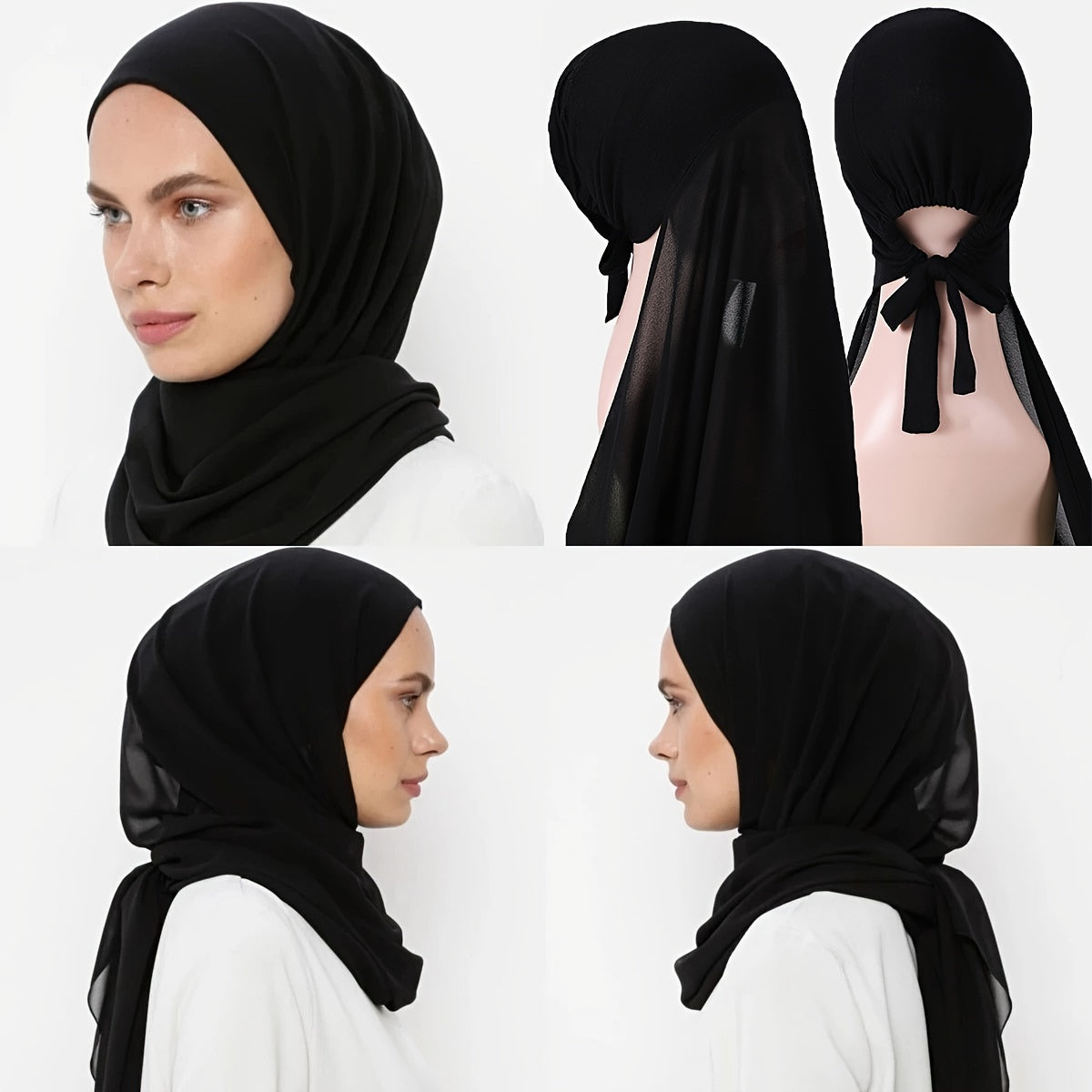 Chiffon Hijab Headgear Turban Cap Scarf Solid Hijab Shawls And Wraps