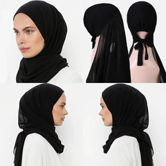 Chiffon Hijab Headgear Turban Cap Scarf Solid Hijab Shawls And Wraps