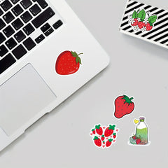 50pcs Strawberry Waterproof Stickers Water Bottles Laptop Luggage