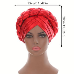 Red Hot Stamping Turbans Bright Head Wraps Twist Braid Bonnet