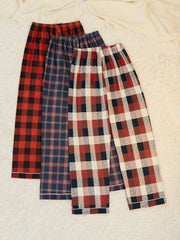 3 Pcs Plaid Christmas Sleep Pants Women's Sleepwear