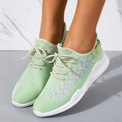 Breathable Lace up Casual Sneakers For Women Letter Pattern Women's Sports Shoes