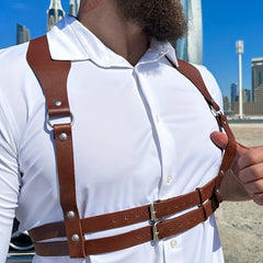 Men's Suspender Belt PU Leather Punk Style Shirt Accessories
