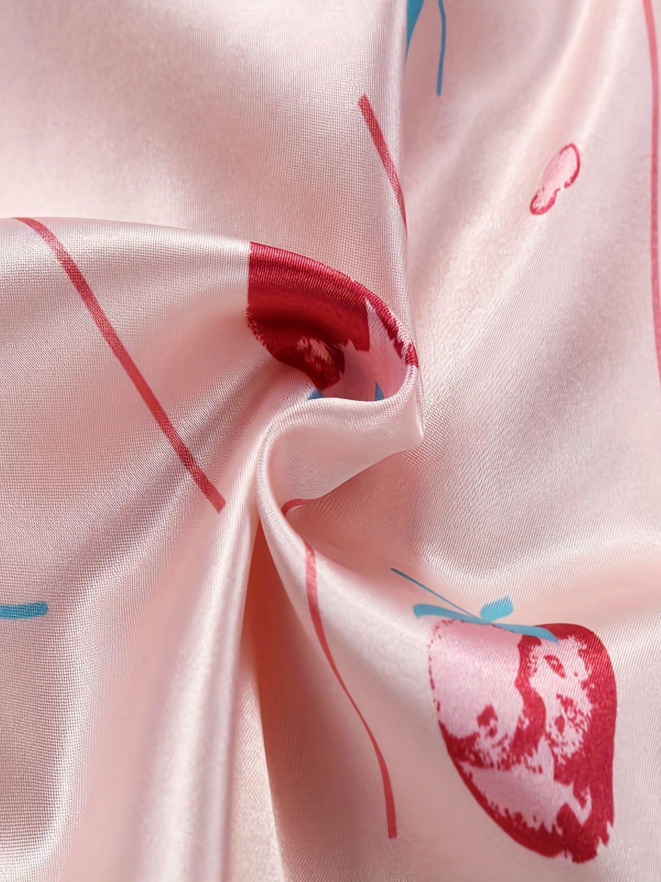 Girls 2 Piece Pajamas Strawberry Graphics Button Down Shirt & Shorts
