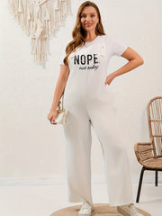Plus Size Letter Print Wide Leg Jumpsuit