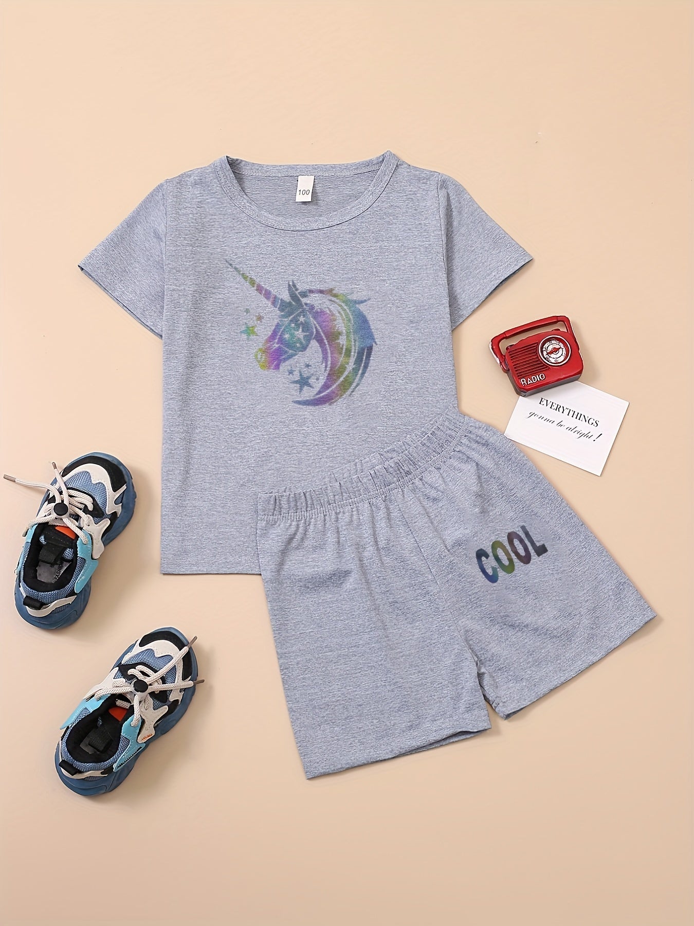 Boys Unicorn Casual Outfit T shirt & Shorts Kids Summer Clothes Sets