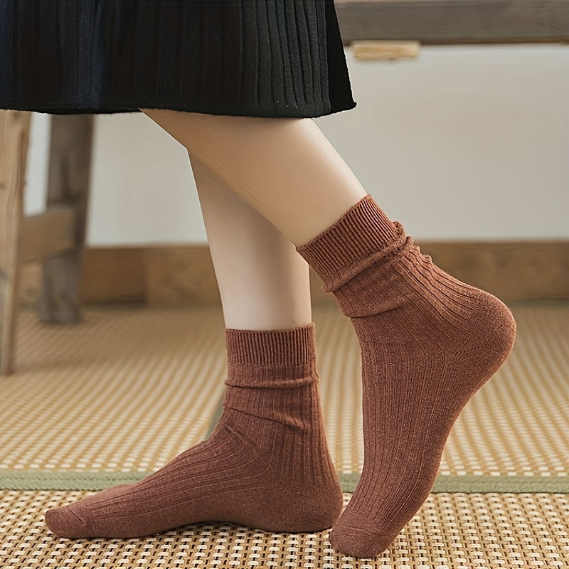 10 Pairs Breathable Women's Solid Socks Comfy & All Match Stockings
