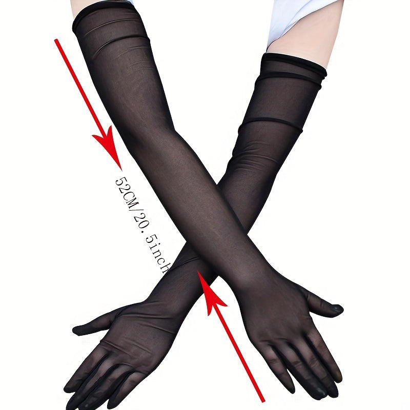 Mesh Long Gloves Elastic Translucent Dress Gloves Women Party Wedding