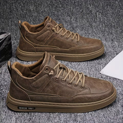 Men's Lace up Sneakers PU Leather Skate Shoes Good Grip Breathable