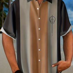 Vintage Style Stripe Short Sleeve Hawaiian Shirt for Men
