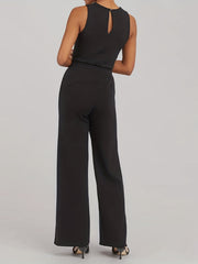 Keyhole Drawstring Jumpsuit Casual Sleeveless Wide Leg Jumpsuit