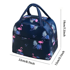 Flamingo Print Lunch Tote Bag Waterproof Thermal Lunch Box Bag