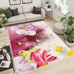 3D Floral Rug Machine Washable Door Mat Anti Slip