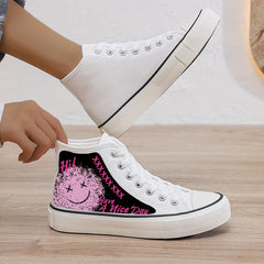 Graffiti Face Print Plush Lined Sneakers