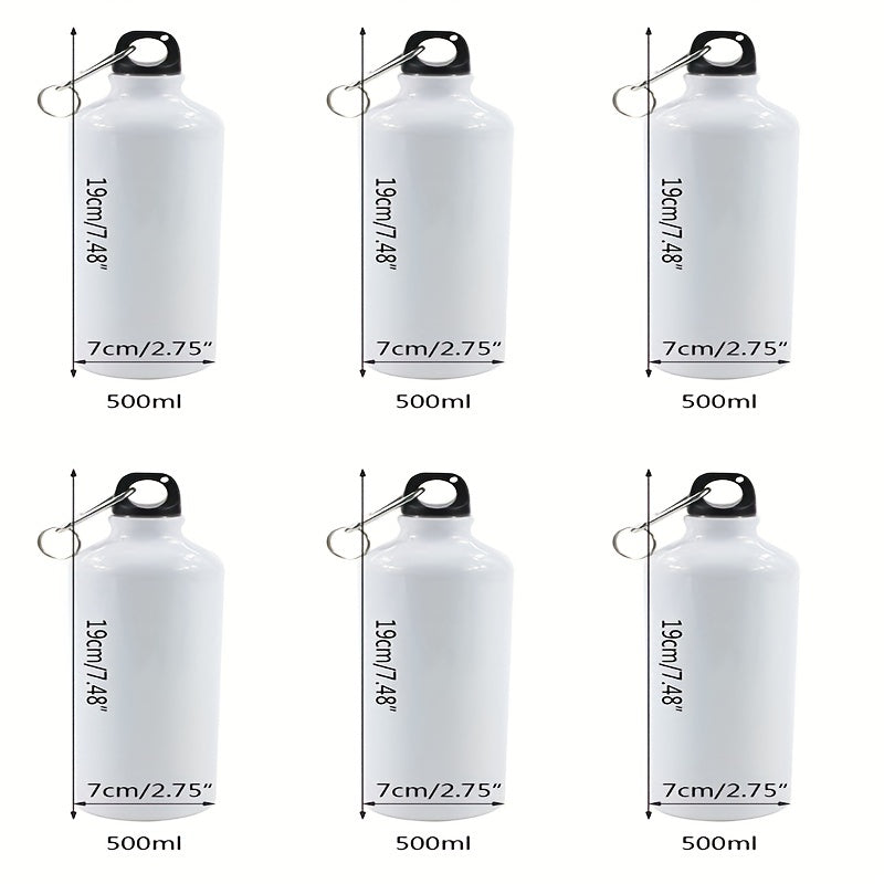 6pcs 500ml Sublimation Water Bottle w/ Carabiner Hook for Sports