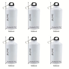 6pcs 500ml Sublimation Water Bottle w/ Carabiner Hook for Sports