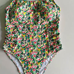 Boho Swimsuit Floral Print Ruched One Piece Swimsuit