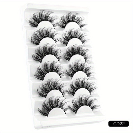 6 Pairs Natural Curling Mixed Style False Eyelashes 19 21mm Faux Mink Lashes