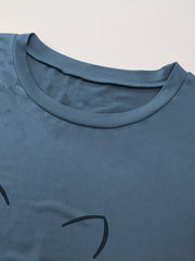 Lips & Letter Print Nightdress Middle Sleeve