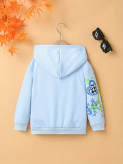 Letter And Bear Print Boys Hooded Sweatshirt For Spring Fall