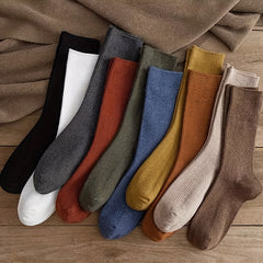 10 Pairs Women's Solid Mid Tube Socks - Comfy & Breathable Stockings