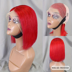 Hot Pink Short Straight Bob Wigs 13x4 Lace Front Human Hair Wigs