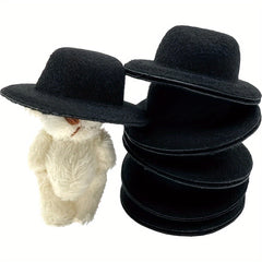 10 Pack Mini Top Hats for Dolls Wide Brim Felt Hats DIY Crafts Doll Accessories