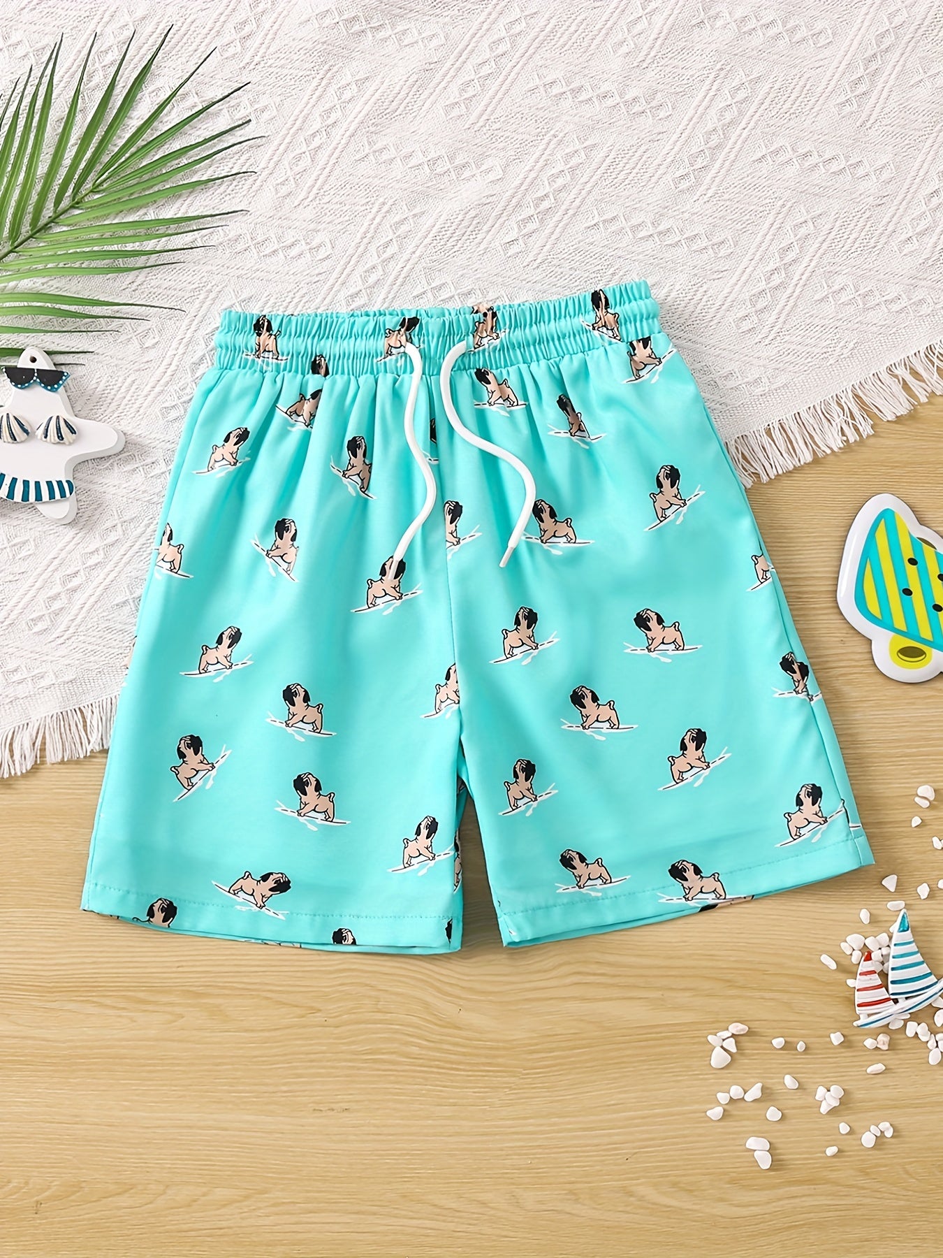 Big Boys Dog Print Beach Shorts Swim Trunks