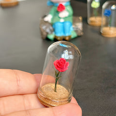 Little Prince Rose Dollhouse Rose in Glass Dome Dreamy Red Rose Ornament