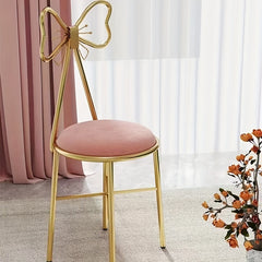 Makeup Vanity Girl Chair Stool Bedroom Bow Knot Backrest Side Table Seat Dressin