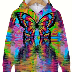 Butterfly Graffiti Hooded Sweatshirt Girls Boys Pullover Sports