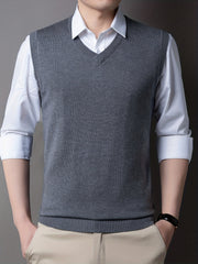 Men's V-Neck Sleeveless Wool Vest Tank Top for Autumn/Winter