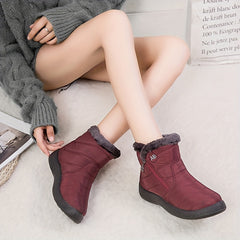Solid Waterproof Boots Velvet Warm Snow Fuzzy Shoes