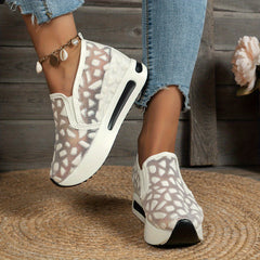 Women's Platform Wedge Shoes Mesh Slip On Rocker Shoes