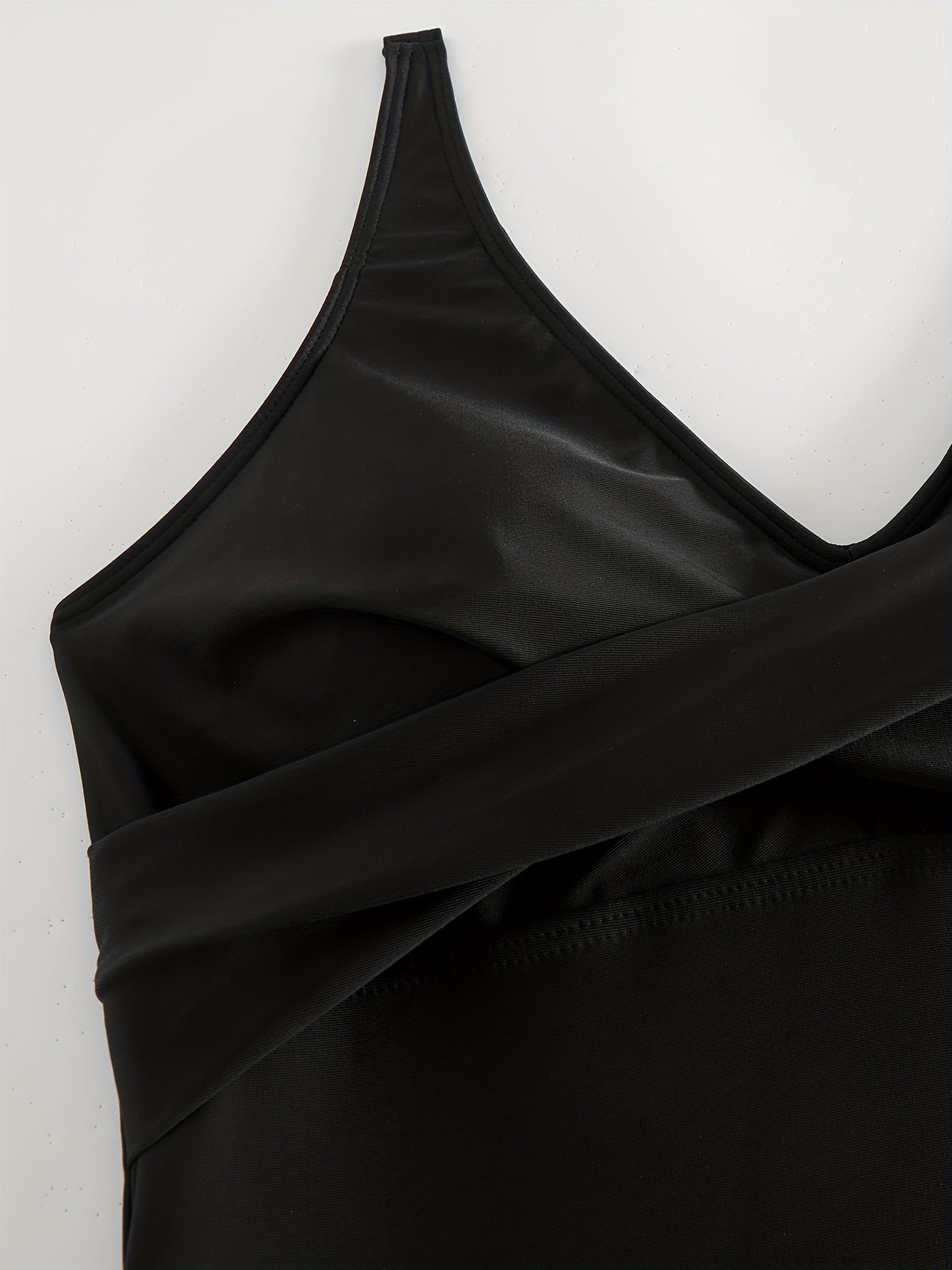 Modest Swimsuit Cross Front V Neck One Piece Swimsuit