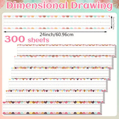 300 Sheets Sentence Strips for Teacher Ruled Adhesive Word Strips Multicolor