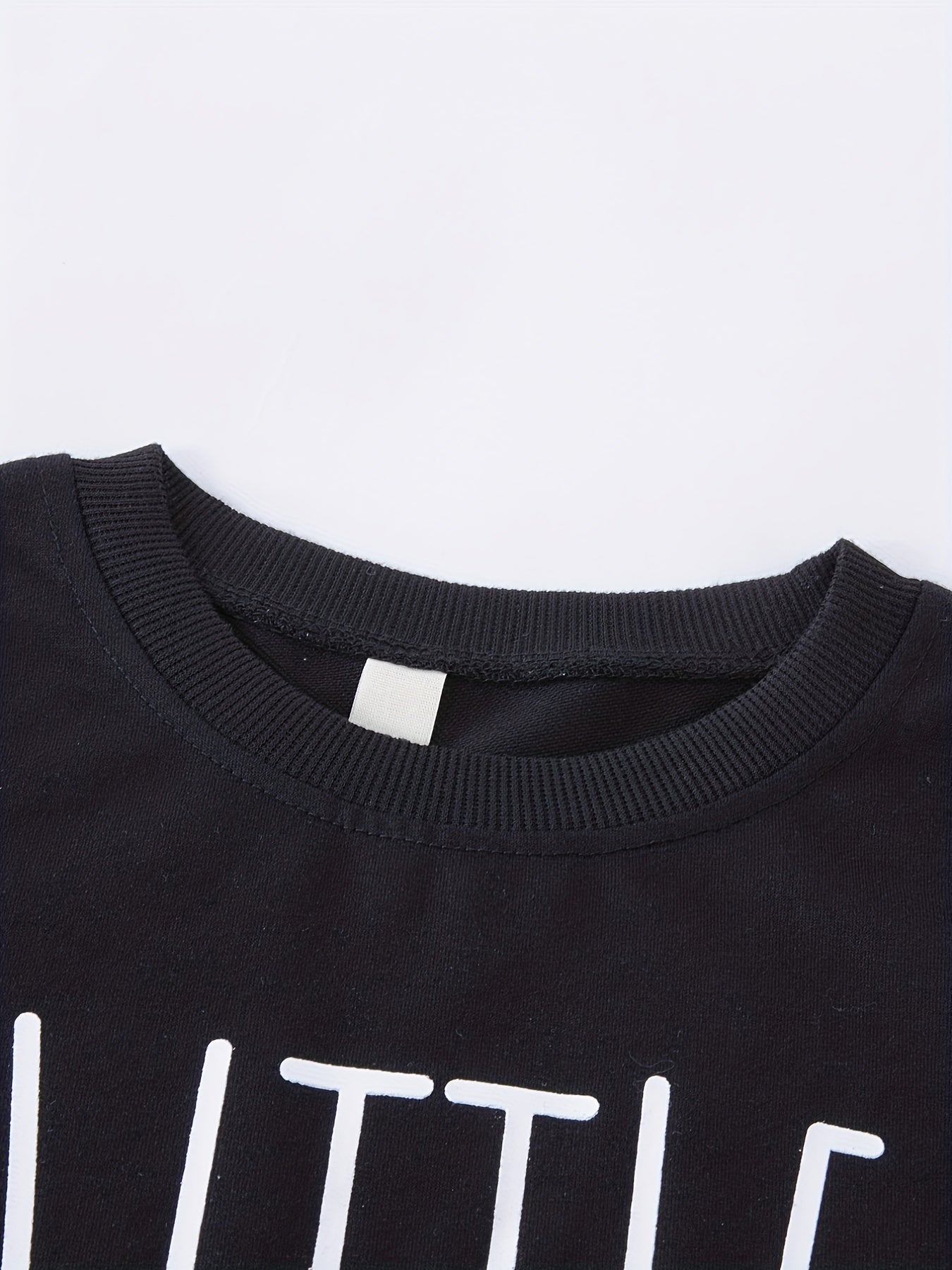LITTLE MONSTER Letter Print Boys Casual Sweatshirt Long Sleeve Crew Neck Tops