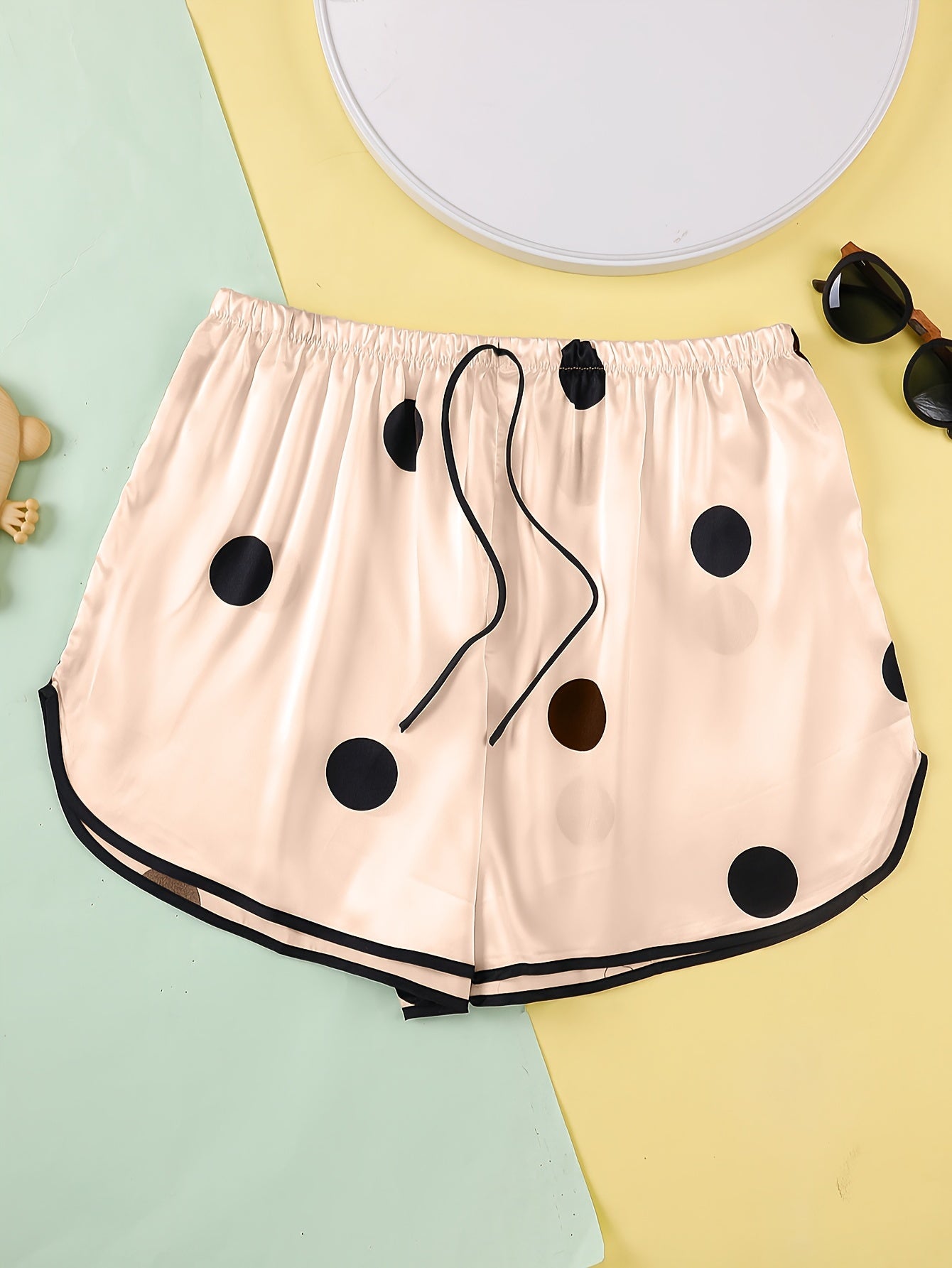 Women's Plus Polka Dot Print Elastic Comfort Home Wear Shorts