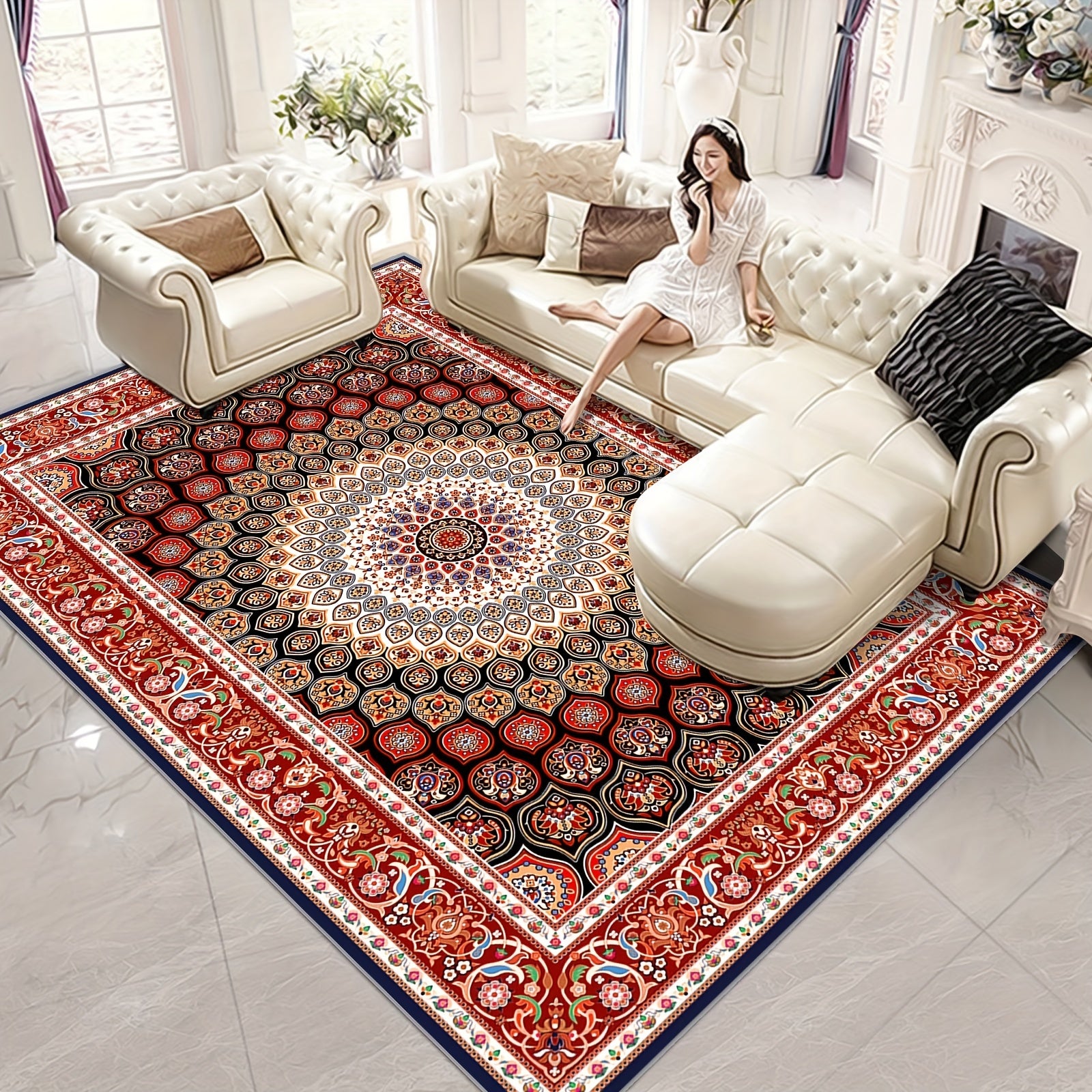 Vintage Bohemian Area Rug Large Soft Living Room Bedroom Rug
